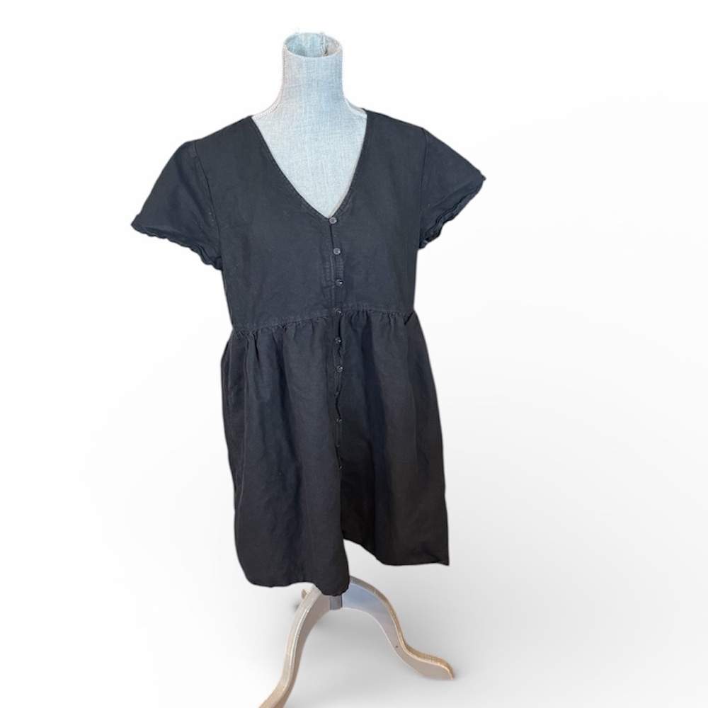 Black Button-Down Dress L (3900A) - image 1